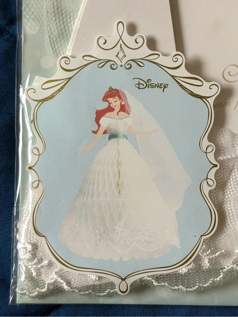 Disney Princess Ariel 3D Wedding Dress Honeycomb Pop Up Greeting Card Japan NEW